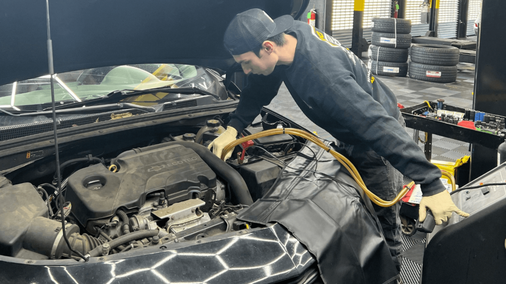 Transmission and diagnostics work being done by an auto technician at EG Auto Center in Dayton, NJ.